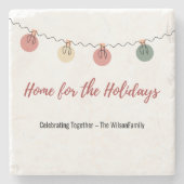 Christmas Coaster with Playful Holiday Icons Stenen Onderzetter (Voorkant)