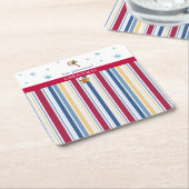 Christmas Coasters – Blue, Red & Gold Stripes Kartonnen Onderzetters (Schuin)