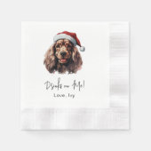 Christmas Cocker Spaniel Dog Drink op mij Servet (Voorkant)