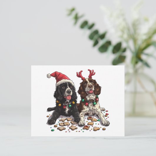Christmas Cocker Spaniel Dogs Feestdagenkaart (Staand voorkant)