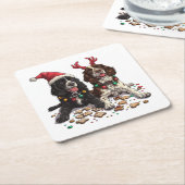 Christmas Cocker Spaniel Dogs Kartonnen Onderzetters (Schuin)