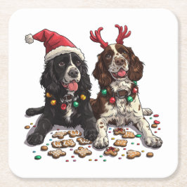 Christmas Cocker Spaniel Dogs Kartonnen Onderzetters