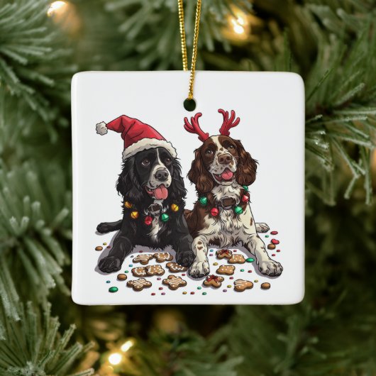 Christmas Cocker Spaniel Dogs Keramisch Ornament (Boom)