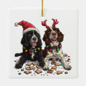 Christmas Cocker Spaniel Dogs Keramisch Ornament (Achterkant)