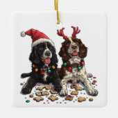 Christmas Cocker Spaniel Dogs Keramisch Ornament (Voorkant)