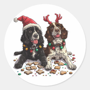 Christmas Cocker Spaniel Dogs Ronde Sticker