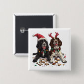 Christmas Cocker Spaniel Dogs Vierkante Button 5,1 Cm (Voorkant /achterkant)