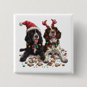 Christmas Cocker Spaniel Dogs Vierkante Button 5,1 Cm (Voorkant)