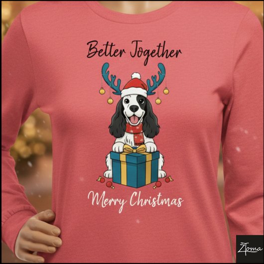 Christmas Cocker Spaniel Gift Graphic Reindeer Tri-Blend Shirt