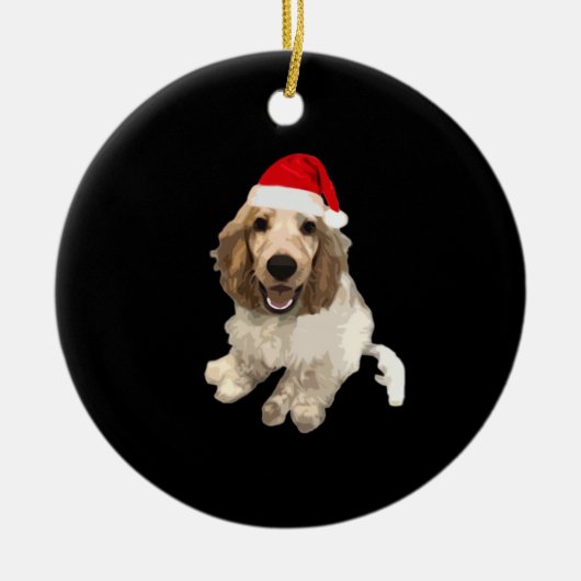 Christmas Cocker Spaniel (White) Essential T-Shirt Keramisch Ornament (Voorkant)