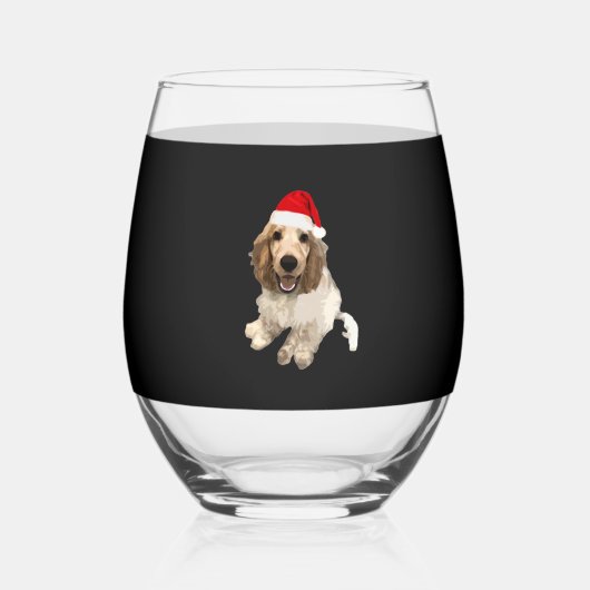 Christmas Cocker Spaniel (White) Essential T-Shirt Wijnglas Zonder Voet (Voorkant)