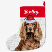 Christmas Cocker Spaniel with Dog's Name Grote Kerstsok (Achterkant)