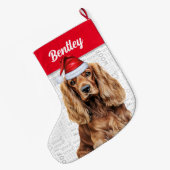 Christmas Cocker Spaniel with Dog's Name Grote Kerstsok (Achterkant (Hangend))