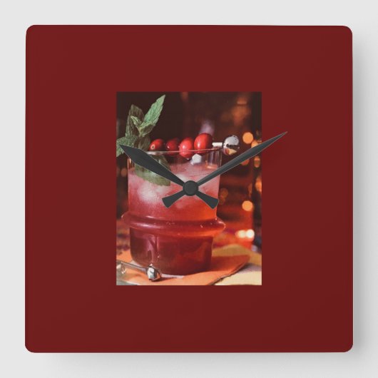 ***CHRISTMAS COCKTAIL** CLOCK VIERKANTE KLOK (Voorkant)