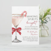 Christmas Cocktail Holiday Party Invitation Kaart (Staand voorkant)