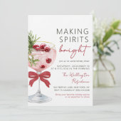 Christmas Cocktail Holiday Party Invitation Kaart (Staand voorkant)