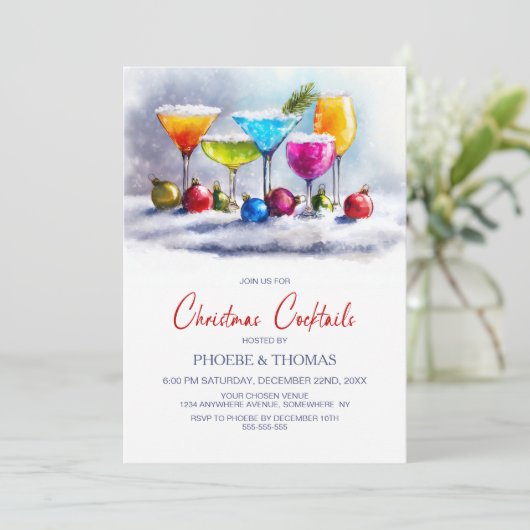 Christmas Cocktail Party Kaart (Staand voorkant)