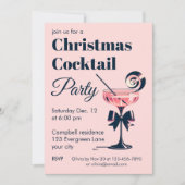 Christmas Cocktail Party Pink And Black Elegant Kaart (Voorkant)