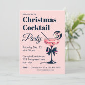 Christmas Cocktail Party Pink And Black Elegant Kaart (Staand voorkant)