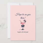 Christmas Cocktail Party Pink And Black Elegant Kaart (Achterkant)