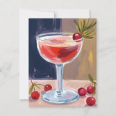 Christmas Cocktail | Red Berries Pine Merry Feestdagenkaart (Voorkant)