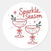 Christmas Cocktails Sparkle Season  Ronde Sticker (Voorkant)