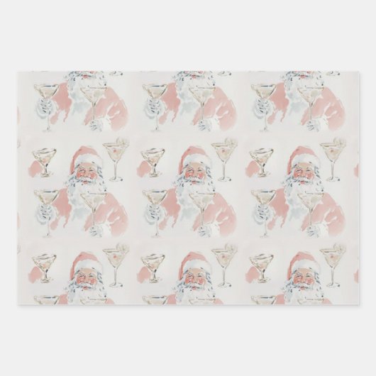 Christmas Cocktails Wrapping Paper Flat Sheet Set (Voorkant 3)