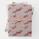 Christmas Cocktails Wrapping Paper Flat Sheet Set (In situ)