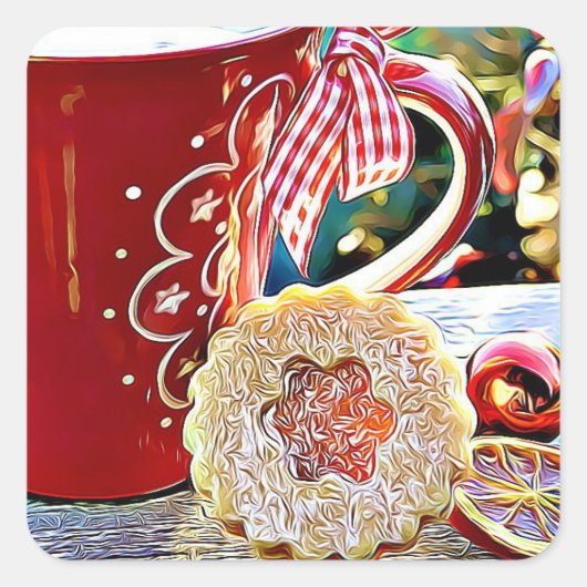 Christmas Cocoa and Sugar Cookie Holiday Vierkante Sticker (Voorkant)