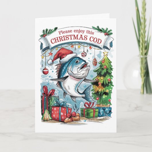 Christmas Cod Funny Vist kerst Kaart (Voorkant)