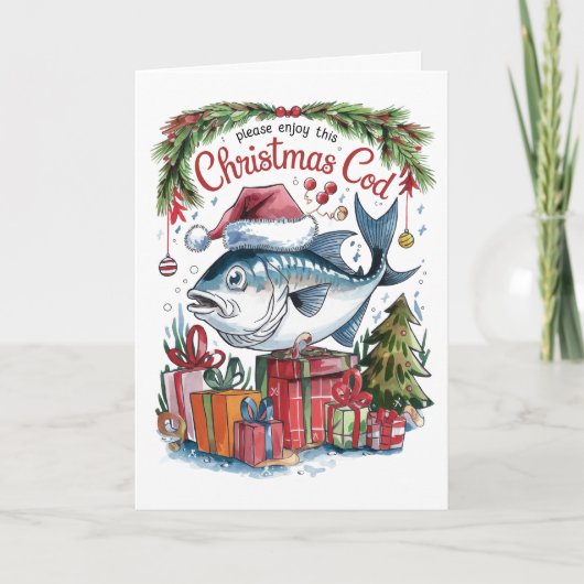 Christmas Cod Funny Vist kerst Kaart (Voorkant)