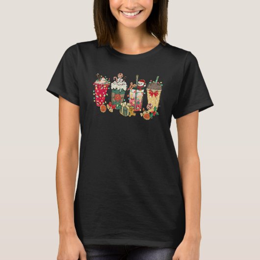 Christmas Coffee Latte Spice Matching Family Pjs P T-shirt (Voorkant)