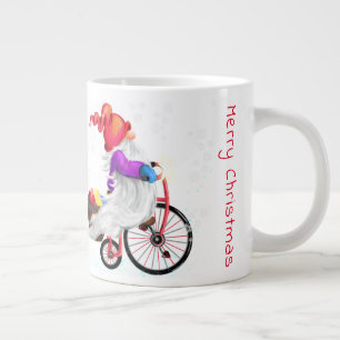 Christmas Coffee Mug Gnome with Bike and Gifts Grote Koffiekop