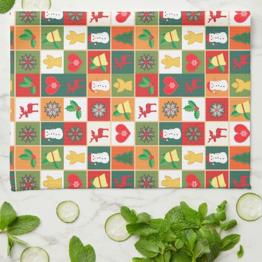 Christmas collage images theedoek (Gevouwen)