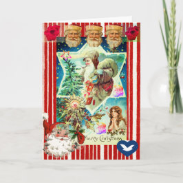CHRISTMAS COLLAGE RETRO AFBEELDING vouwd Wenskaart Kaart