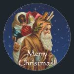CHRISTMAS-Collectie Ronde Sticker<br><div class="desc">De kerstman komt naar de stad en dit mooie kerstfeest afbeelding is gemaakt van een oud schilderij van hem van meer dan 100 jaar geleden. De achtergrond Xmas scène werd toegevoegd om de Kerstman meer atmosfeer te geven. Mijn bedankt aan Skye Ryan-Evans voor haar hulp, met dit kerstontwerp. Alexis Sandringham...</div>