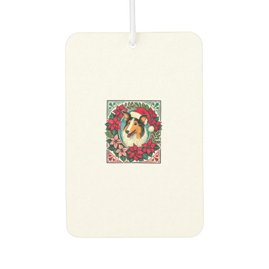 Christmas Collie Dog Illustratie Yule Collies 1 Luchtverfrisser (Voorkant)