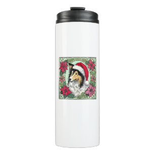 Christmas Collie Dog Illustratie Yule Collies 5 Thermosbeker