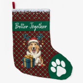 Christmas Collie Dog Reindeer Gift Graphic Grote Kerstsok (Voorkant)