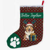 Christmas Collie Dog Reindeer Gift Graphic Grote Kerstsok (Achterkant)