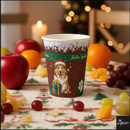 Christmas Collie Dog Reindeer Gift Graphic Papieren Bekers