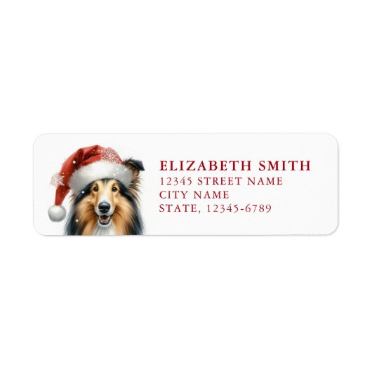 Christmas Collie Dog Retour Adreslabels Etiket (Voorkant)