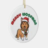 Christmas Collie Ornament: Merry Woofmas Keramisch Ornament (Rechts)