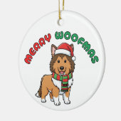 Christmas Collie Ornament: Merry Woofmas Keramisch Ornament (Links)