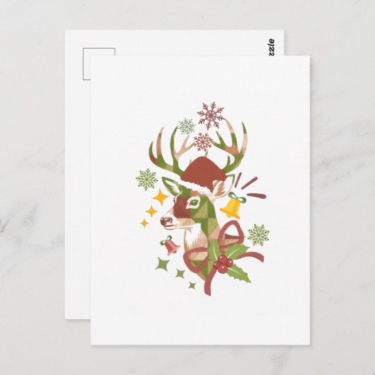 Christmas Colorful Deer Design Briefkaart (Voorkant / Achterkant)