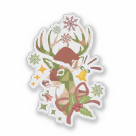 Christmas Colorful Deer Design Vinyl Sticker