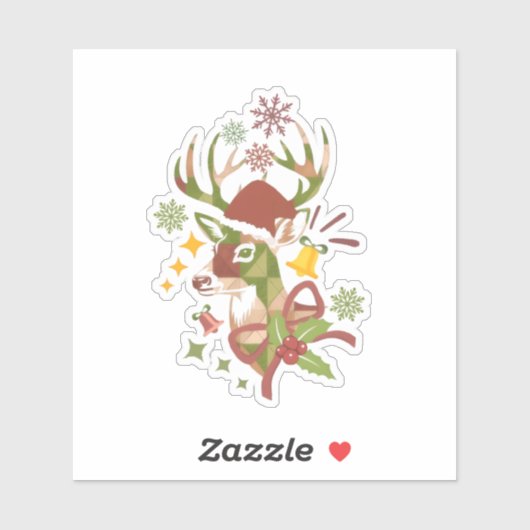 Christmas Colorful Deer Design Vinyl Sticker (Vel)
