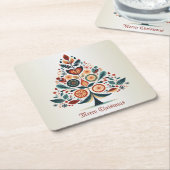 Christmas Colorful Tree Scandinavia Folk Art Kartonnen Onderzetters (Schuin)