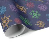 Christmas Colour Snowflakes Themed Packaging Black Cadeaupapier (Rol Hoek)