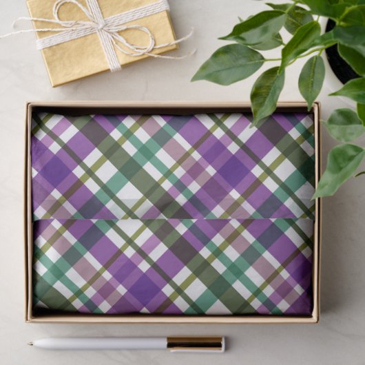 Christmas Colours Plaid Purple Green Blue Tissuepapier (Geschenk)